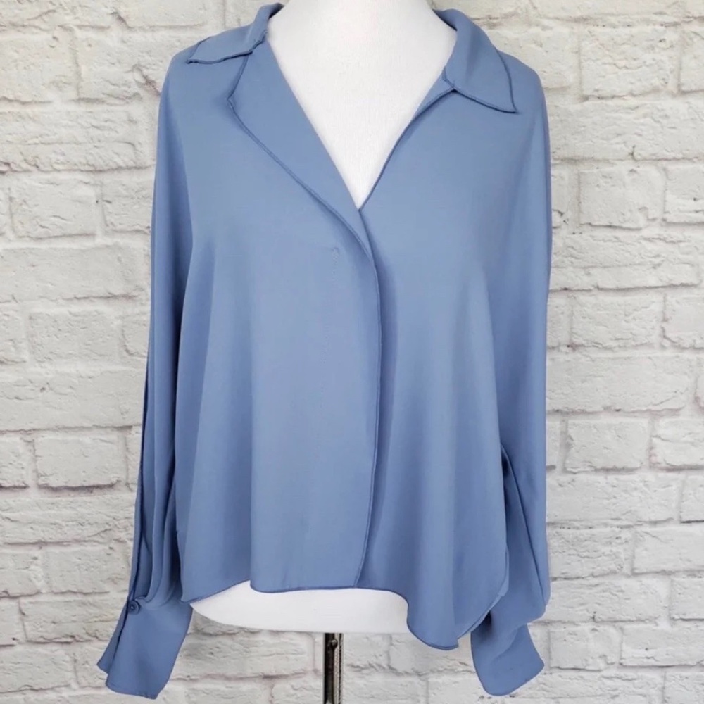 Babaton Martin Blouse in Light Blue Size Small